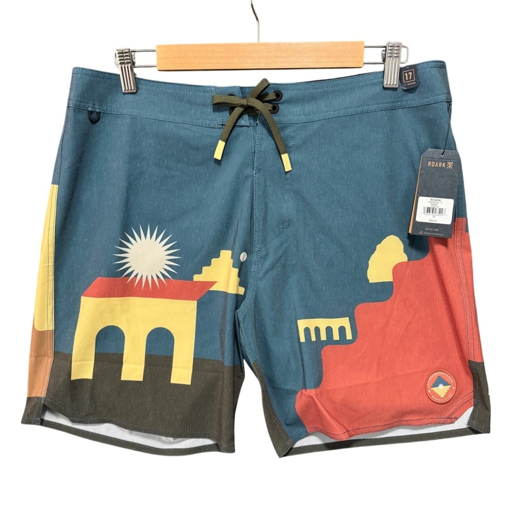 Roark Passage Costa Board Shorts Size 33 Hemp Blend Recycled Polyester